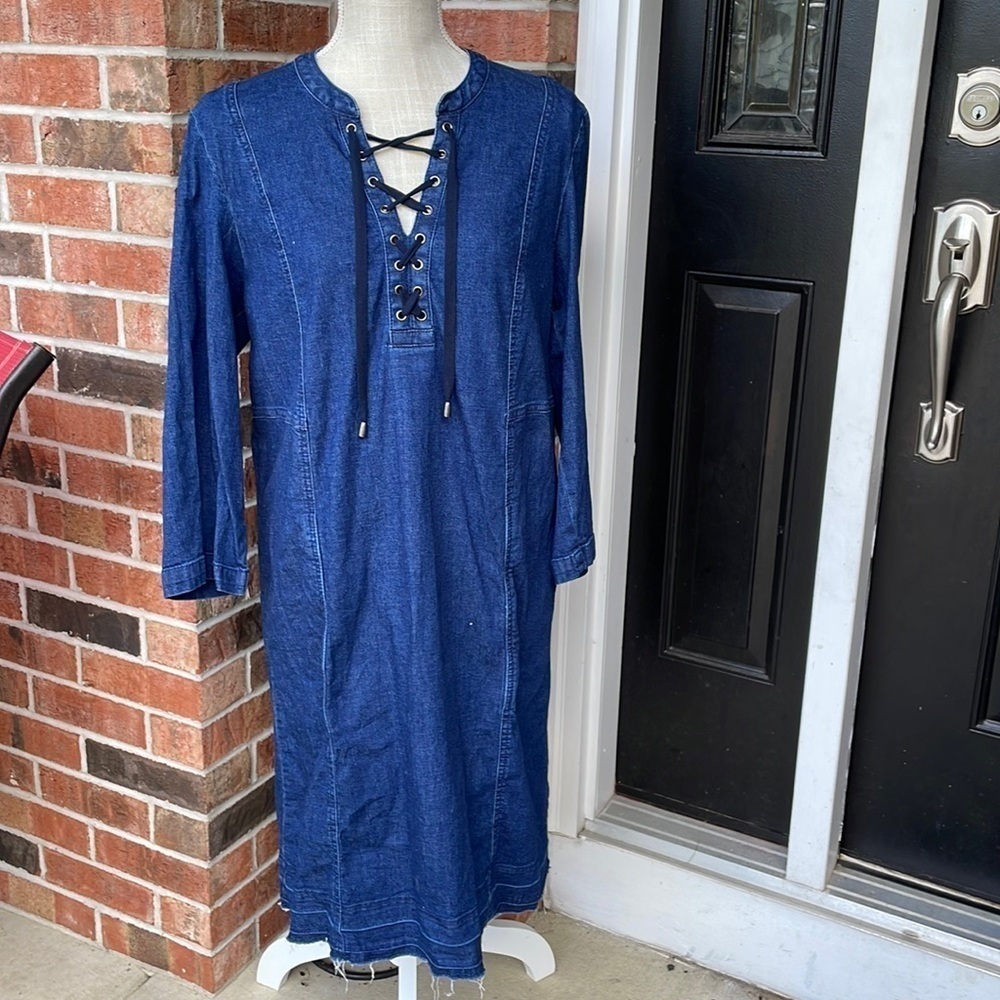 J.‎ Jill Denim Lace up Jean Denim  Dress